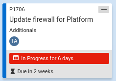A project card with a red label: In Progress for 6 days