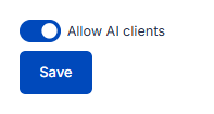 The Allow AI clients switch, turned on, above the Save button